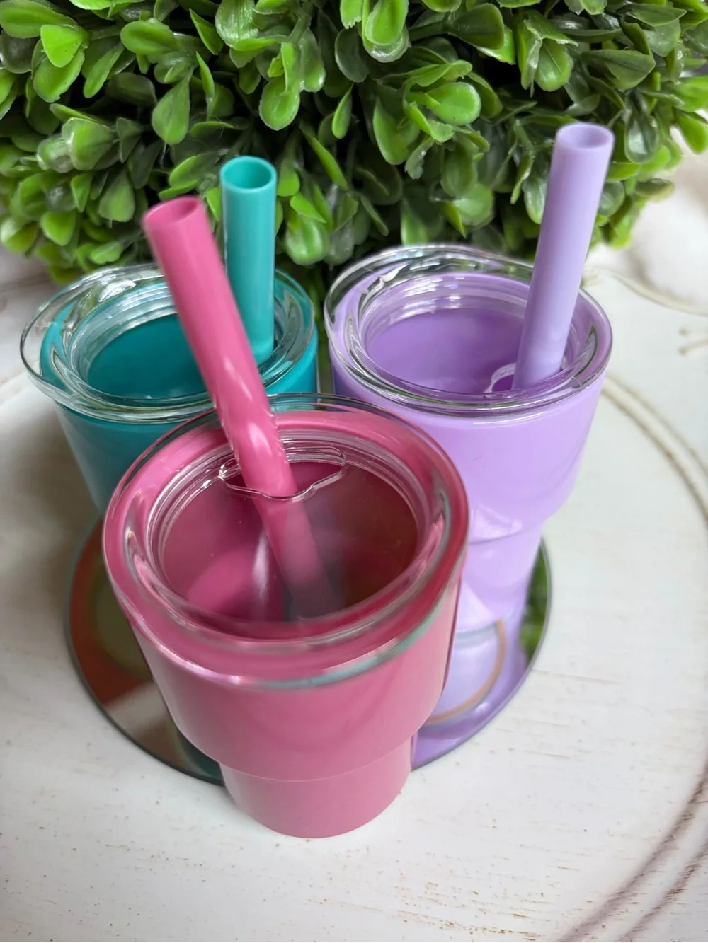 Colorful Mini Party Tumblers - Pink, Teal, Lavender